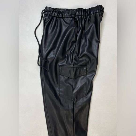 Lovers & Friends Chase Faux Leather Cargo Jogger Pants Women Small Black - Picture 4 of 10
